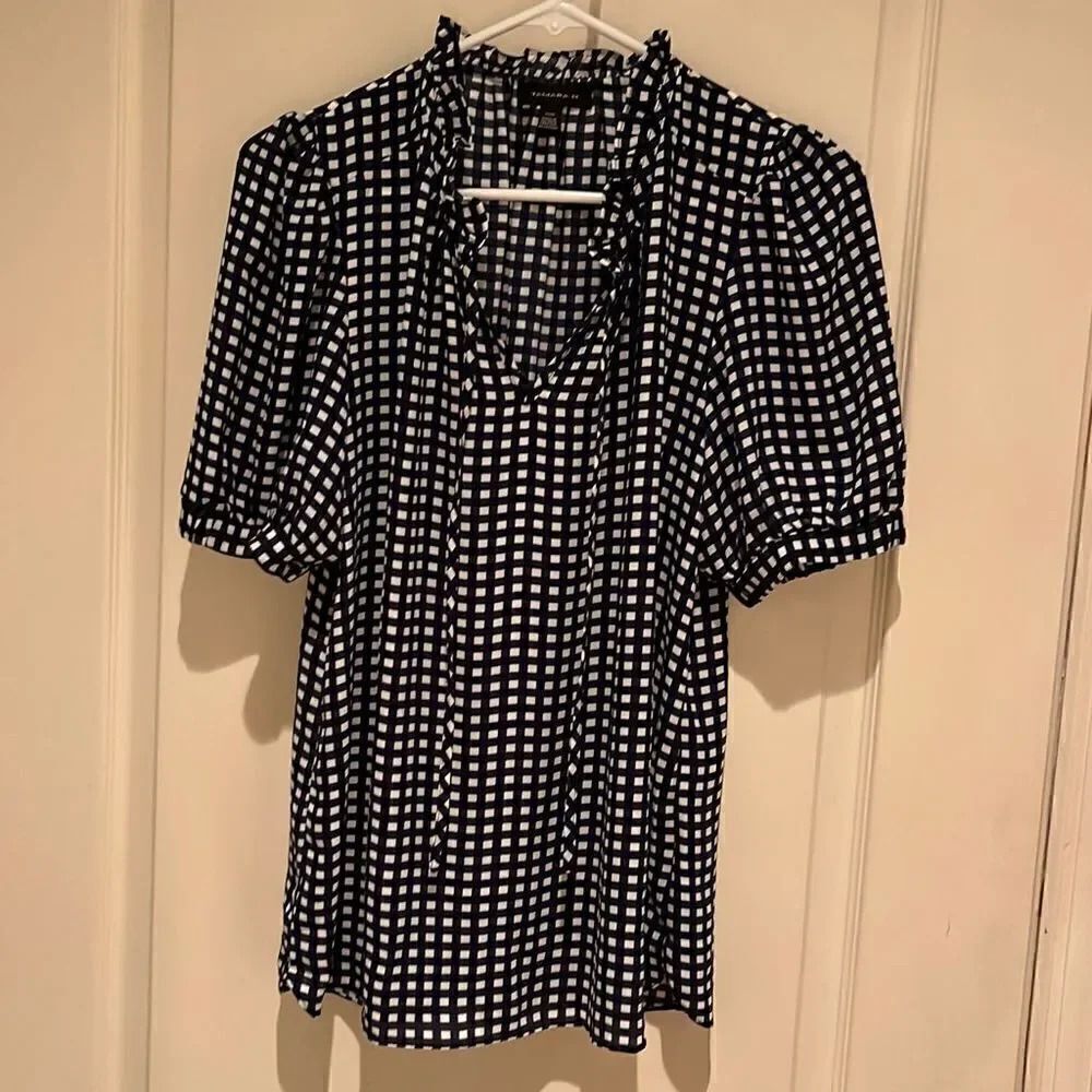 Tamara H short sleeve checkered blouse Size M